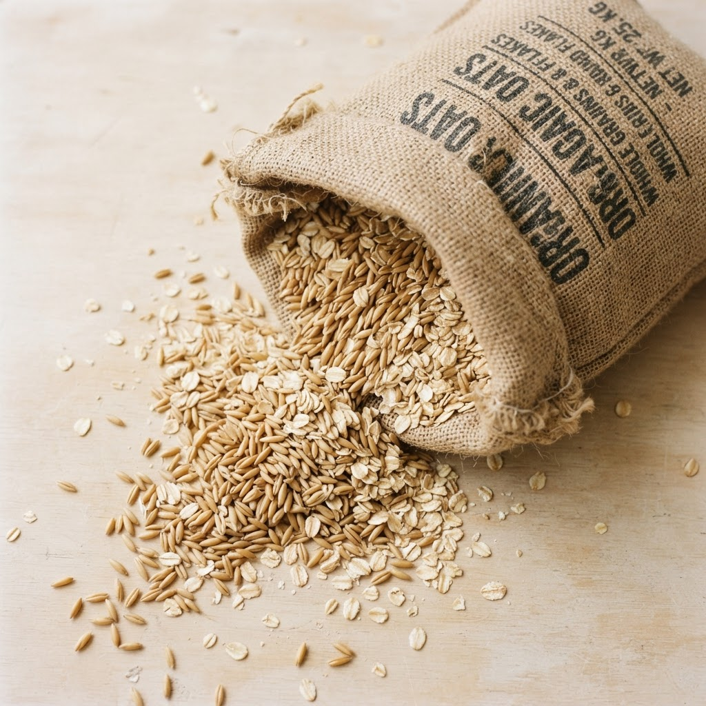 Raw whole oat grains from a traced supplier field